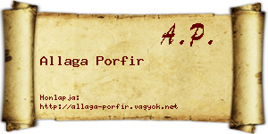 Allaga Porfir névjegykártya